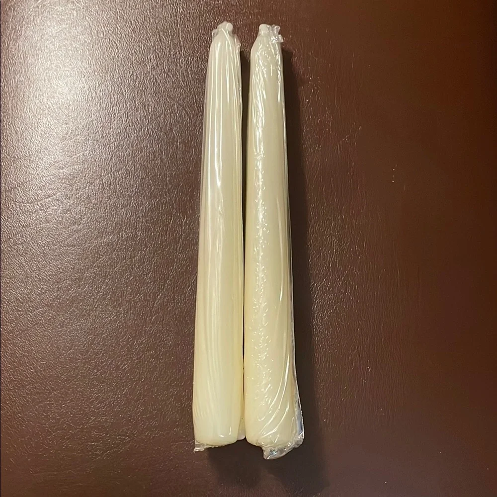 2 Elegant Cream Taper Candles